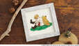 【クロスステッチフレーム<Winnie the Pooh ~絵本の挿絵から~>】 材料セット価格:5,720円(税込) 完成サイズ:約19.5×19.5cm