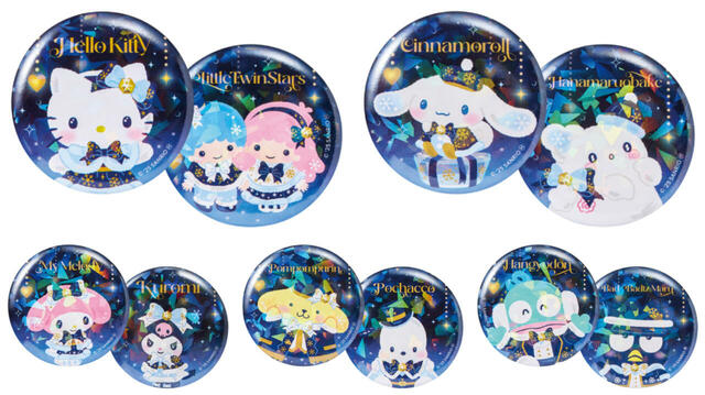 F賞：缶バッジSET｜Happyくじ「Sanrio characters Holiday Collection」