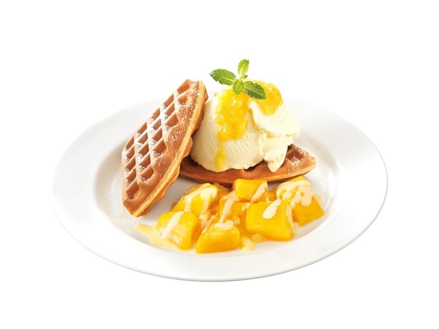 トロピカルマンゴーのアイスクリームワッフル