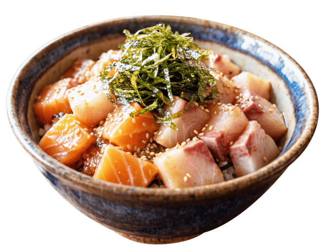 「サーモンとブリ」<価格:1,000円(税込)>【“刺身食べ放題”で話題の『漁港食堂 秦野店』がリニューアルオープン!海鮮丼・定食・海鮮だし茶漬けなど、さらにメニューが充実!】