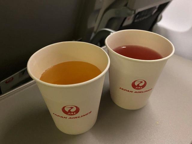 【羽田空港】左がりんご、右がJALオリジナルのももとぶどう