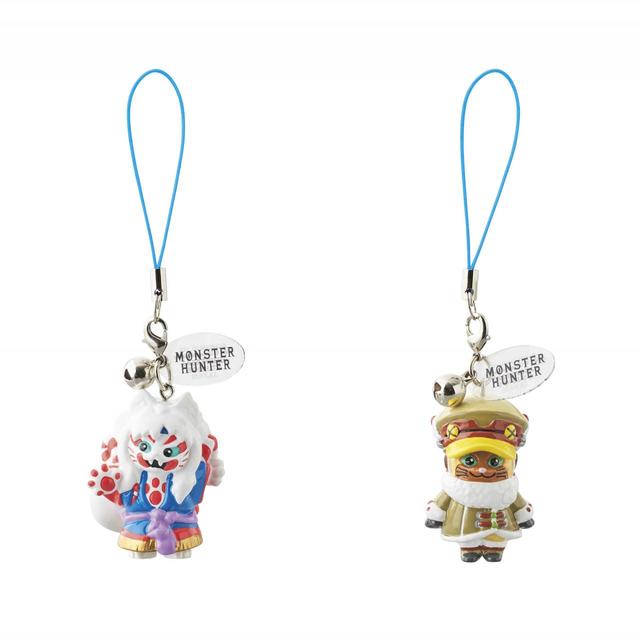 ストラップセット（2個）／【EXダッフルネコαシリーズ】と、コラボ装備【蒼世ネコシリーズ】のオトモアイルー