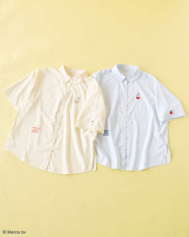 【ミッフィー×Green Parks】「miffy/刺しゅうプリントストライプシャツ」カラー：Yellow/Sax、価格：￥4,990