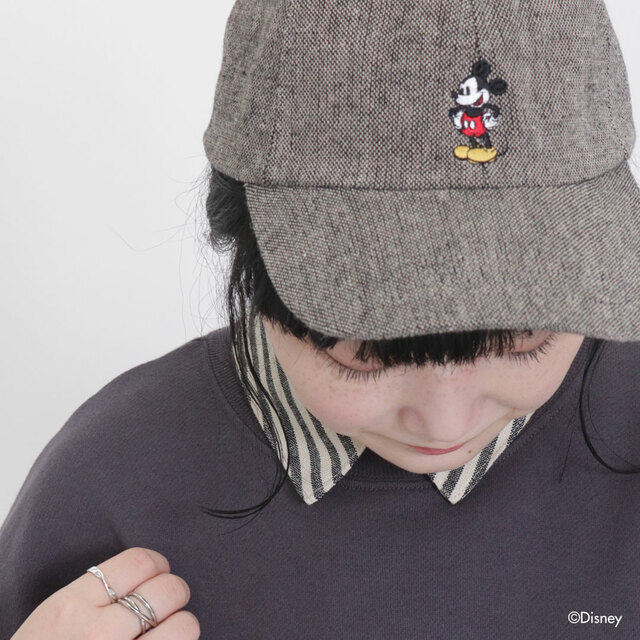 ミッキーマウス/刺繍ツイードキャップ ￥3,850｜Samansa Mos2ディズニーコレクション「ミッキーマウス」