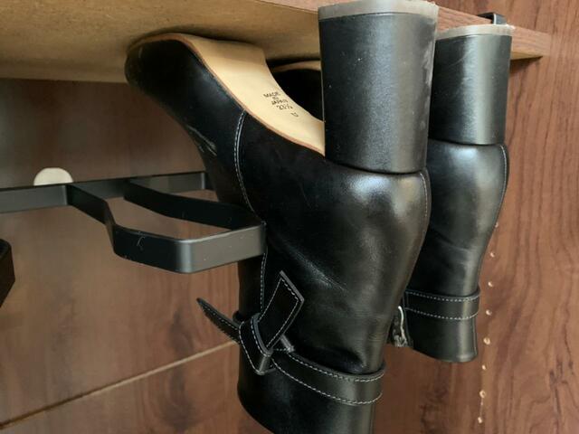 【山崎実業 下駄箱中長靴＆ブーツホルダー】7cmヒールはギリギリアウト