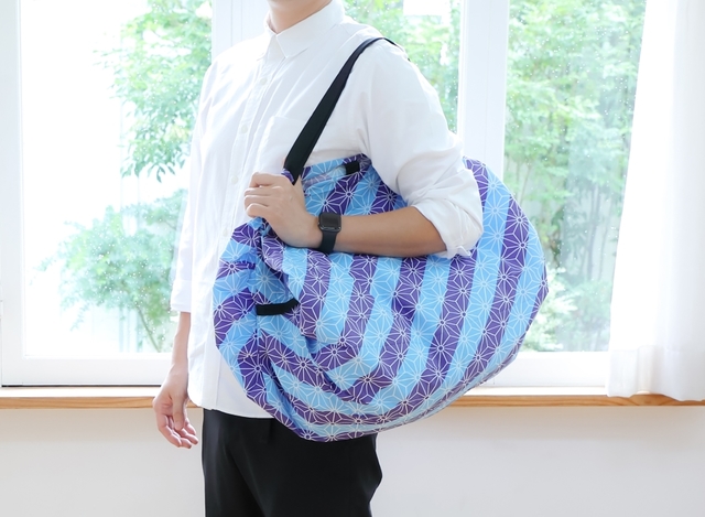 「和 Shupatto（シュパット） コンパクトバッグ L」麻の葉デザイン