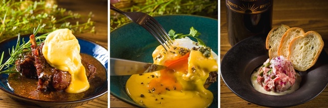 とろ～りチーズのスペアリブ ・厚切り牛タンのエッグベネディクト・牛サーロインのタルタル