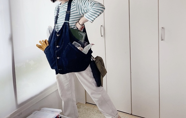 【ワークマン グリーンテックアウトドアデニムベスト】いっぱい物を入れても手ぶらで歩けます！