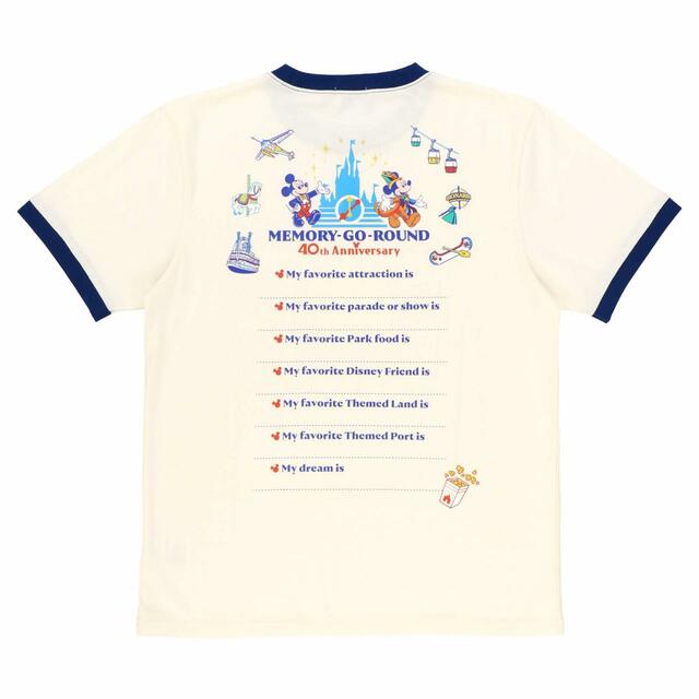 Tシャツ 3,500円｜サイズ：M、L、LL｜東京ディズニーリゾート40周年“ドリームゴーラウンド”「MEMORY-GO-ROUND」グッズ｜発売日：2023年6月13日（月）｜販売店舗：東京ディズニーランド「グランドエンポーリアム」、東京ディズニーシー「エンポーリオ」