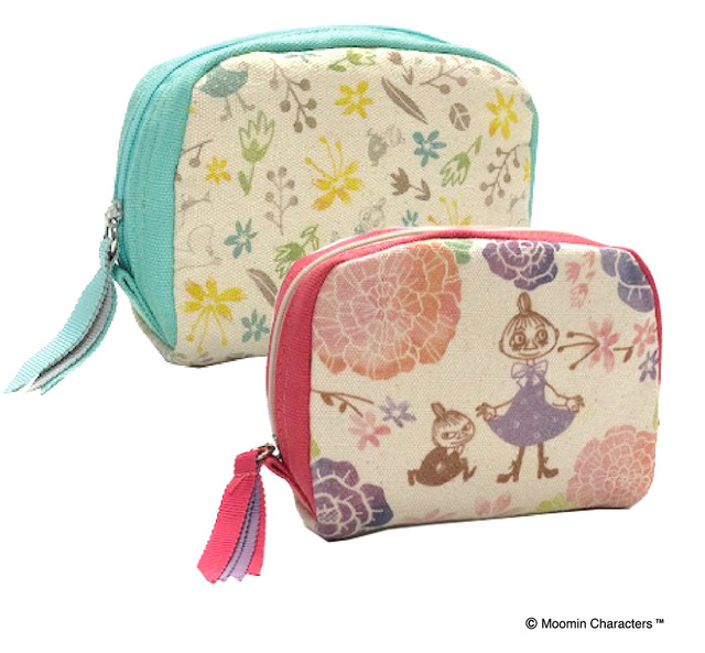 フラワーリース ミニポーチ　画像左からミント、ピンク　価格は各1,800円(税別)