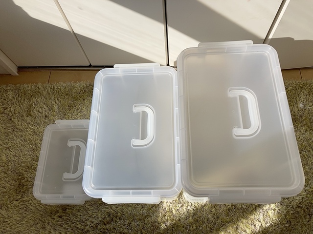 【ニトリ 運べるコンテナボックス】スリムSを4個、ワイドMとワイドLを1つずつ購入しました