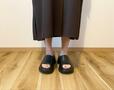 【無印良品 なめらか 五分袖ワンピース】身長166cm・Lサイズ着用。くるぶしから10cmほど上あたりの丈感です