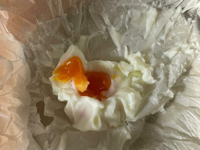 【キチントさん クッキングシート】とろーり半熟。味は美味しい♪