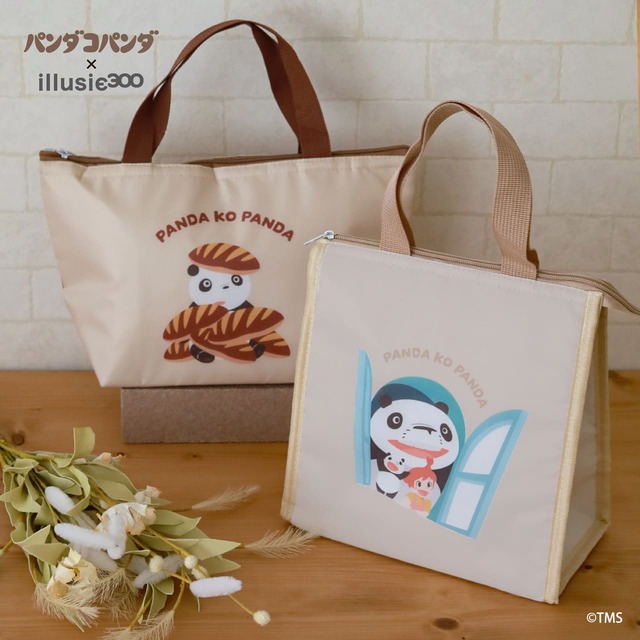 【パンダコパンダ×illusie300】パンダコパンダ スクエア保冷バッグ ￥550、パンダコパンダ 舟形保冷バッグ ￥550