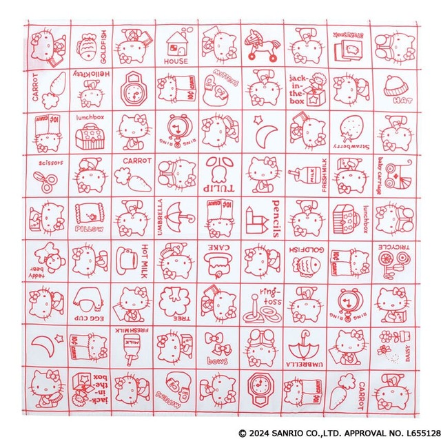 【ハローキティ 70年代デザインコレクション】バンダナ(レッド)