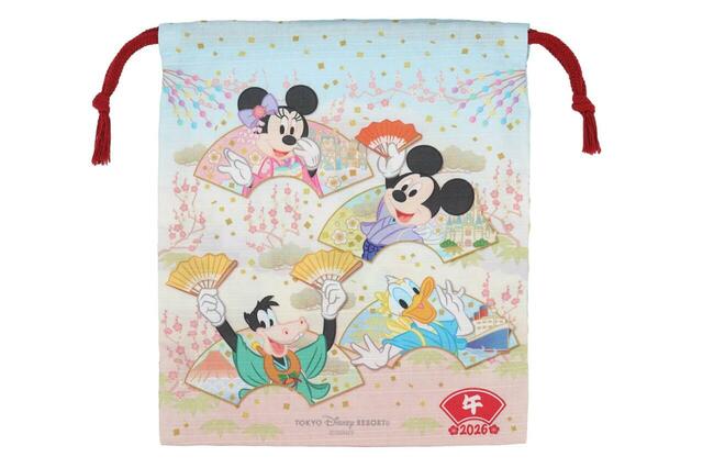 きんちゃく 900円｜東京ディズニーリゾートお正月グッズ｜販売店舗：東京ディズニーランド「グランドエンポーリアム」、東京ディズニーシー「エンポーリオ」｜発売日：2025年12月1日（月）