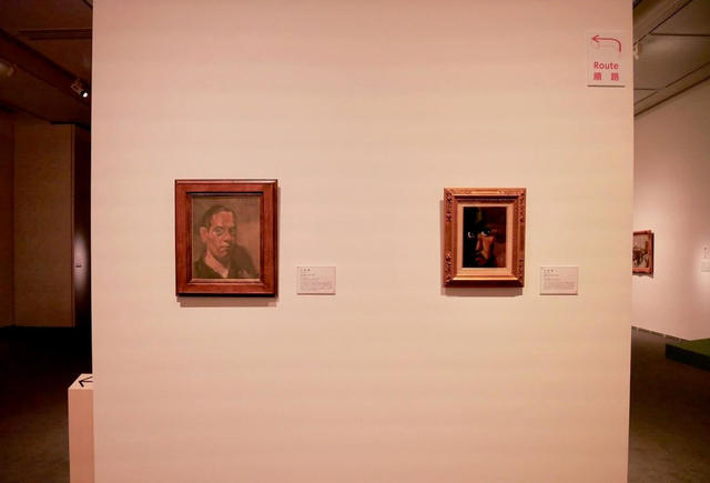 右：東郷青児《自画像》1914年　SOMPO美術館　左：岸田劉生《自画像》1913年　SOMPO美術館