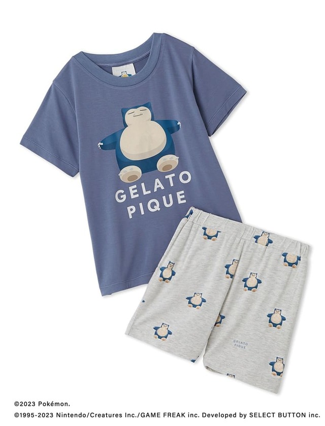 【ポケモンスリープ】【キッズ】接触冷感プリントTシャツ＆ショートパンツセット　カビゴン　￥8,800　サイズ：XXS / S