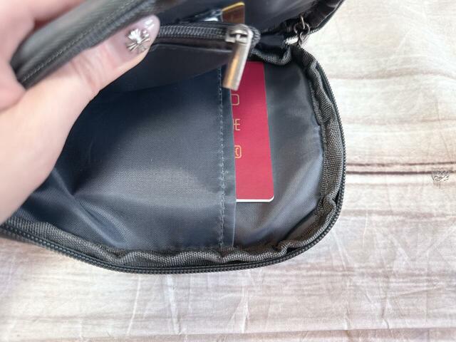 正面側のポケットにはパスポートも入ります