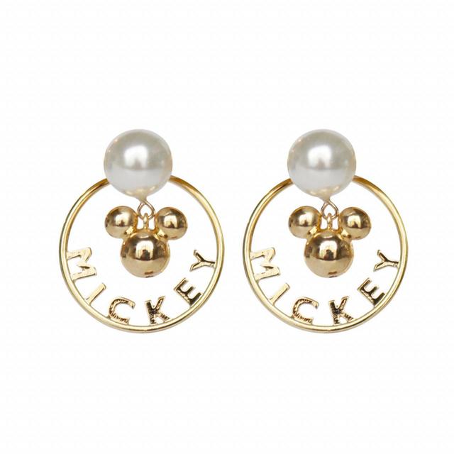 ミッキーマウス　パールポイントピアスGD