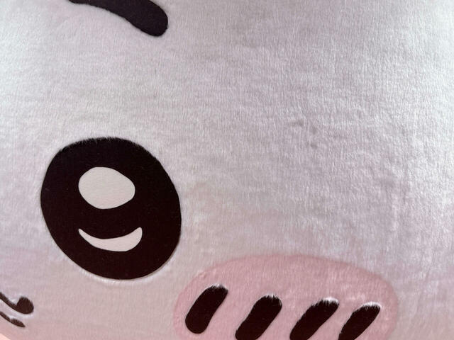 近づいてみるとわかりますが、もふもふふわふわのファー調素材でできており、まるで本当にそこにちいかわがいるかのようなリアルさ！