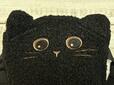 【カルディ ニャップザック】黒猫のお顔は刺しゅうで描かれています。かわいい~♪