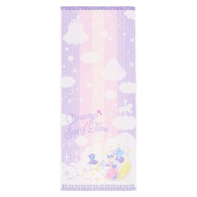 フェイスタオル 1,900円|東京ディズニーリゾート ミニーマウスのリラックスタイムグッズ|販売店舗:東京ディズニーランド「ホームストア」、東京ディズニーシー「ヴィラ・ドナルド・ホームショップ」|発売日:2026年6月25日(木)