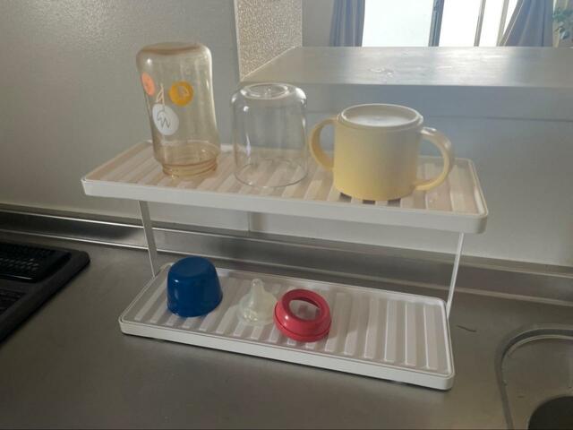 【tower（山崎実業）トレー付きジャグボトル＆グラススタンド 2段】商品サイズは（約）幅36cm×奥行12cm×高さ19.3cm