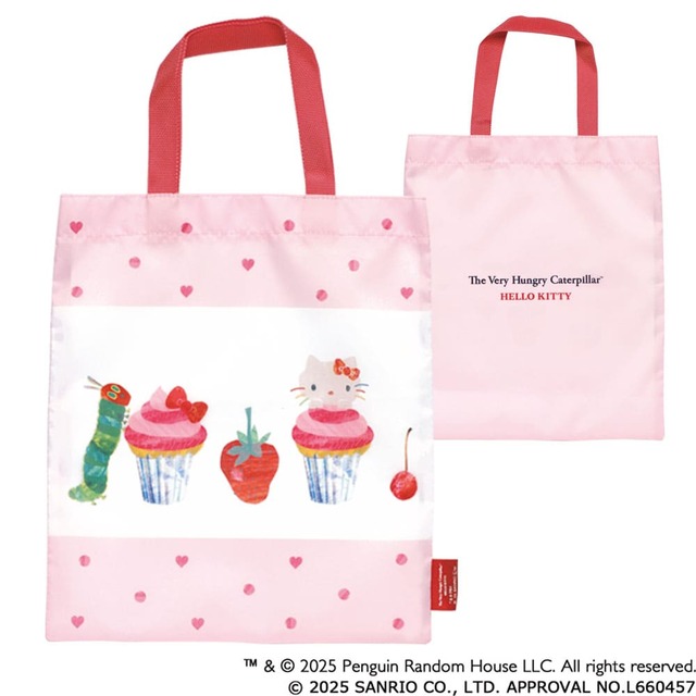 【はらぺこあおむし×ハローキティ】「トートバッグ」は、折り畳み傘や水筒も楽々収納できる、縦幅280mmのビッグサイズ。