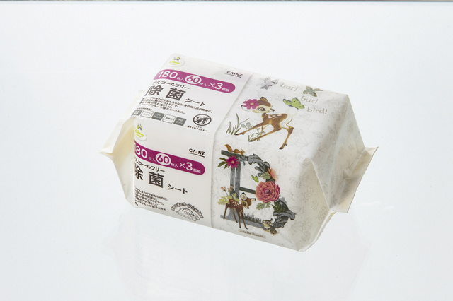 <バンビ>アルコールフリー 除菌シート 60枚×3個組