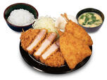・超厚切りリブロースかつ&アジフライ(1枚)定食 1,290円→アジフライが2枚になって価格はそのまま1,290円【松のやの「倍量フェア」】