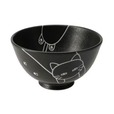 【ニトリ デコホーム】「飯碗中 カルエクレデコ(デコネコ M ブラック DI508)」499円