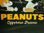 イラスト下部の「PEANUTS」ロゴや、スヌーピーの帽子、チャーリー・ブラウンの水着に使われたオレンジカラーが絶妙なアクセントに♪