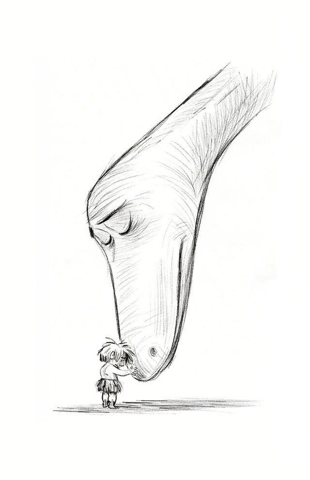 ピーター・ソーン｜≪スポットとアーロ≫｜『アーロと少年』（2015年）｜複製（鉛筆／紙）｜©Disney/Pixar