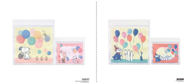 【おくるシリーズ スヌーピー／ムーミン】配送用クリアバッグ／大サイズ3枚、小サイズ4枚入り・各税込550円