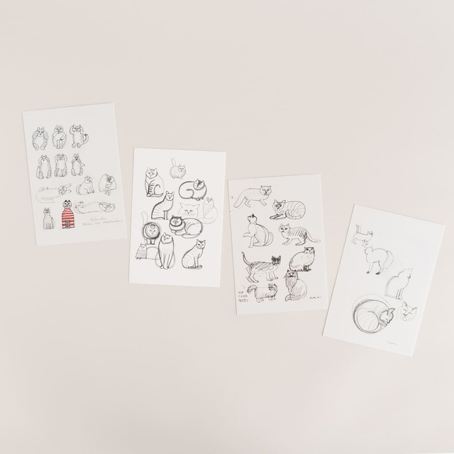 【リサ・ラーソン】「ポストカード」各¥220/今回の展示で初公開となるリサのスケッチを用いたデザインも