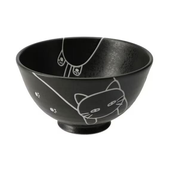 【ニトリ デコホーム】「飯碗中 カルエクレデコ(デコネコ M ブラック DI508)」499円