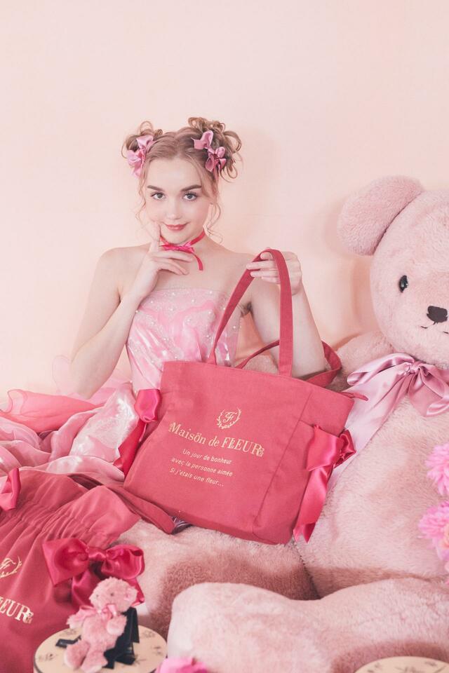 【Maison de FLEUR】ピンくまニア サイドリボントートバッグ価格：￥7,300