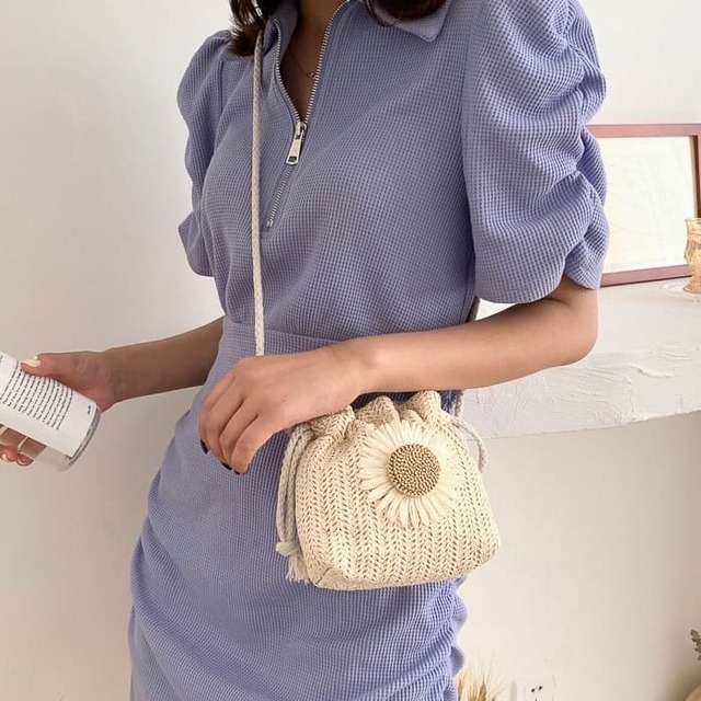 【GAACAL 「夏の花籠」編み込み巾着ショルダー】コーデ全体にも華やかさをプラス