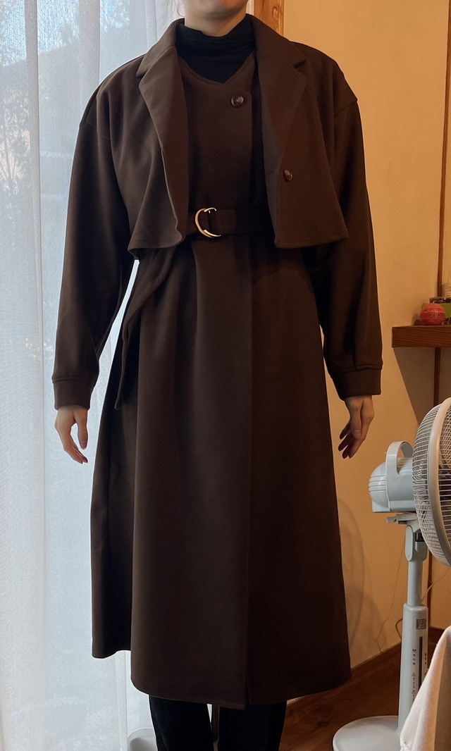 【GRL　フェイクウール3Wayショート丈ジャケットXワンピースセット】前をあけてもかわいい