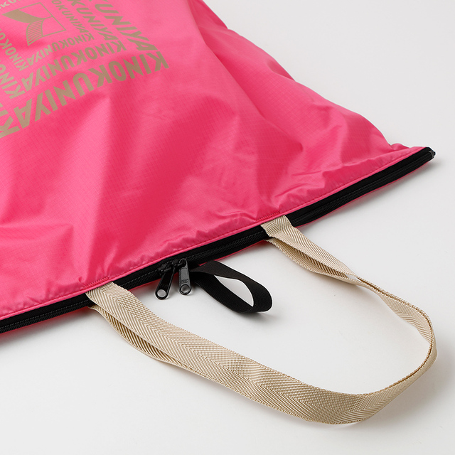 【紀ノ国屋 ジップアップポケッタブルバッグ】ファスナー付きで中身が見えないのが嬉しい♪ 