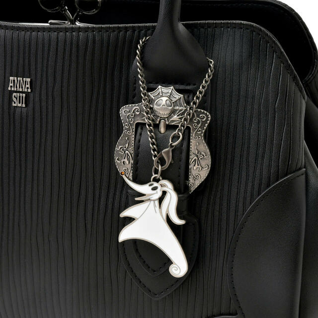 【ANNA SUI】ジャック・スケリントン&ゼロ ハンドバッグ がまぐち バッグチャーム付き ストライプ 33,000円