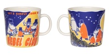 【ムーミン アラビア】「マグ 0.4L レベルクラブ」4,620円/反骨精神から自ら「Rebel Club(反対協会)」を結成!そんなムーミンパパたちが描かれています