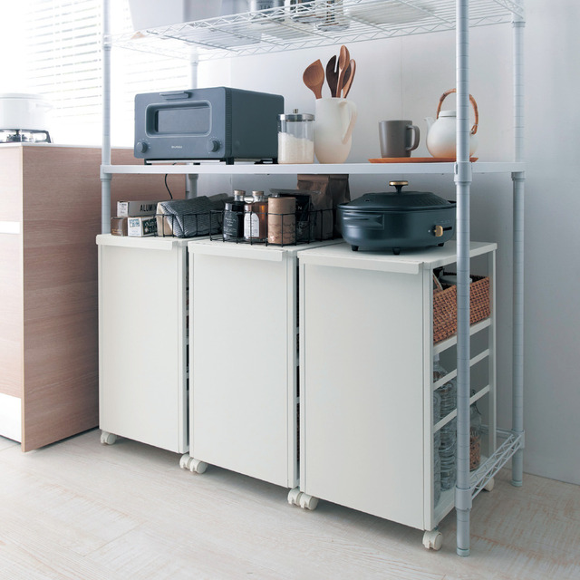 【山崎実業 tower×ベルメゾン】目隠しワゴン