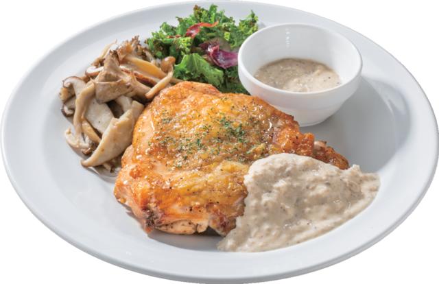 「デュクセルチキン」＜価格：809円（税込890円）＞【【ガスト】香ばしいガーリックチキン！サクサクなピザ生地！進化した「ガストNEO新メニュー」登場！】