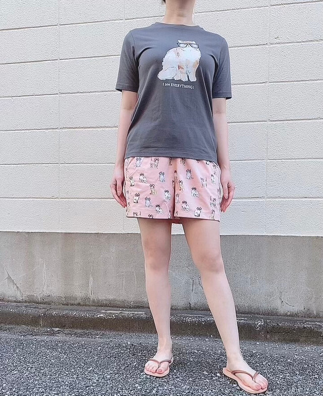 【UNIQLO（ユニクロ）】ポール＆ジョー  ラウンジショートパンツ／ピンクMサイズ着用