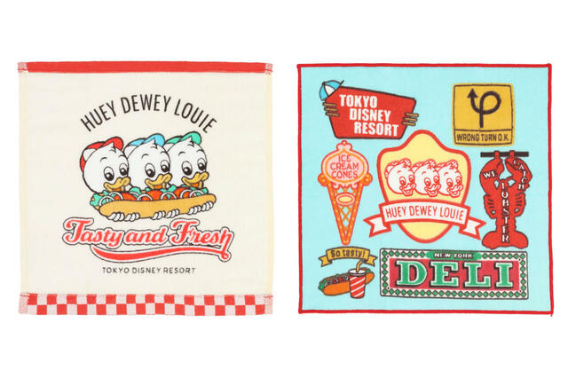 ミニタオルセット 1,600円｜東京ディズニーリゾート ヒューイ・デューイ・ルーイのアメリカンダイナー風グッズ｜販売店舗：東京ディズニーランド「ギャグファクトリー/ファイブ・アンド・ダイム」、東京ディズニーシー「スチームボート・ミッキーズ」｜発売日：2024年12月26日（木）