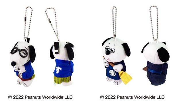 【銀座三越限定】左:<スヌーピータウンショップ> 番頭マスコット スヌーピー 1,760円 (約幅3.5×奥行5.5×高さ8.5cm)、右:<スヌーピータウンショップ> 番頭マスコット オラフ 1,760円 (約幅5.5×奥行4×高さ8.5cm)