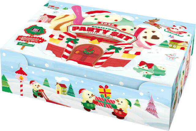 クリスマス パーティーセット BOXのデザインは雪降るホワイトクリスマス【「Happy ICE CREAM CHRISTMAS ハッピー アイスクリーム クリスマス」】
