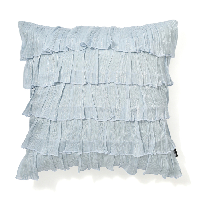 フリル ストライプ クッションカバー B-080 ライトブルー：4,000円（税込）